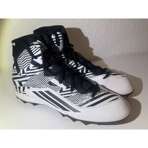 Adidas‎ Mens Sz 10.5 High Top Football Cleats Black White Geometric Techfit